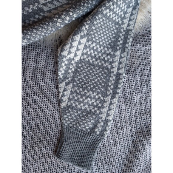 Vintage Beldoch Popper Sweater Womens Medium Gray White Rose Print Long Sleeve - Picture 3 of 9